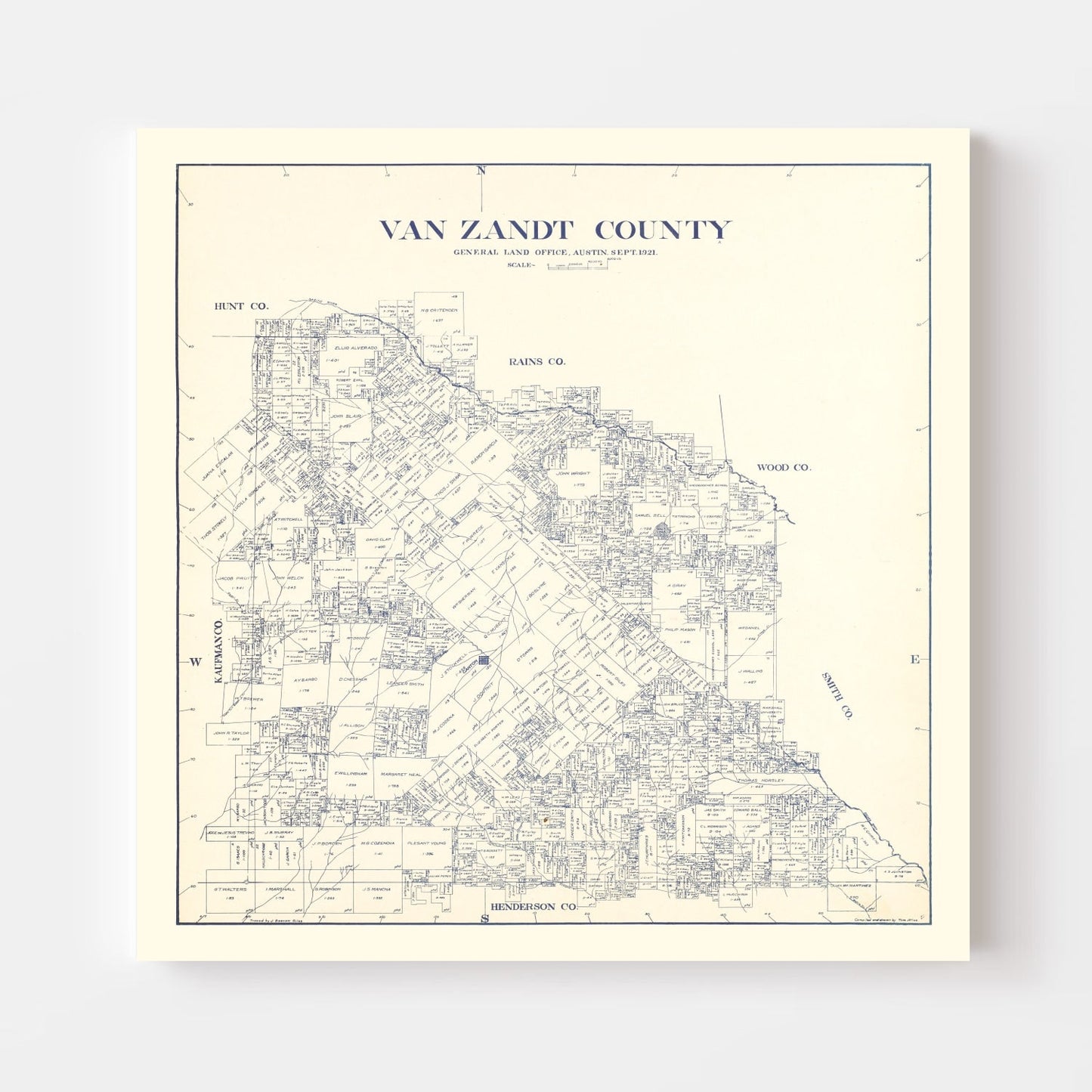 Vintage Map of Van Zandt County, Texas, 1921 (No. 2)