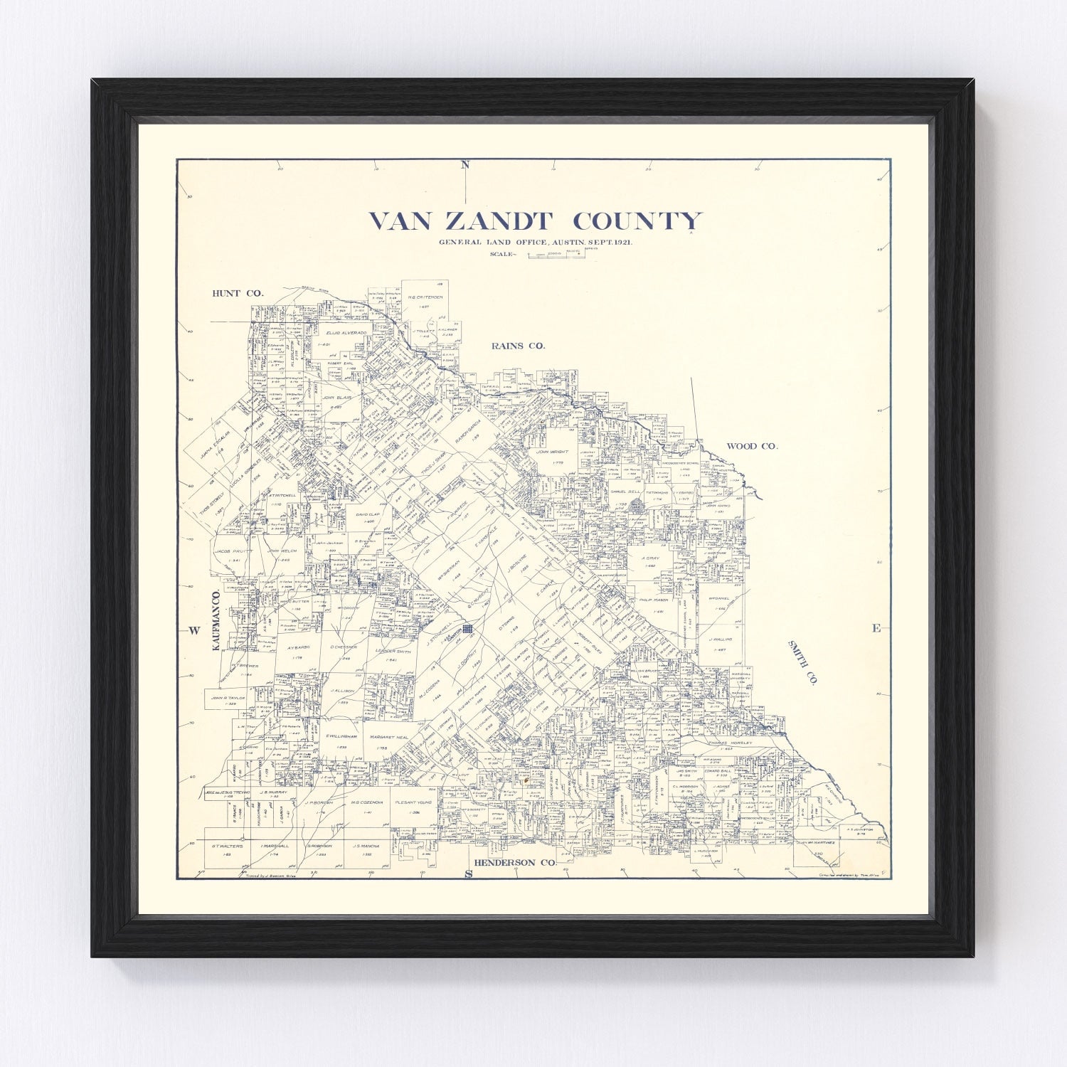 Vintage map of Van Zandt County, Texas, 1921