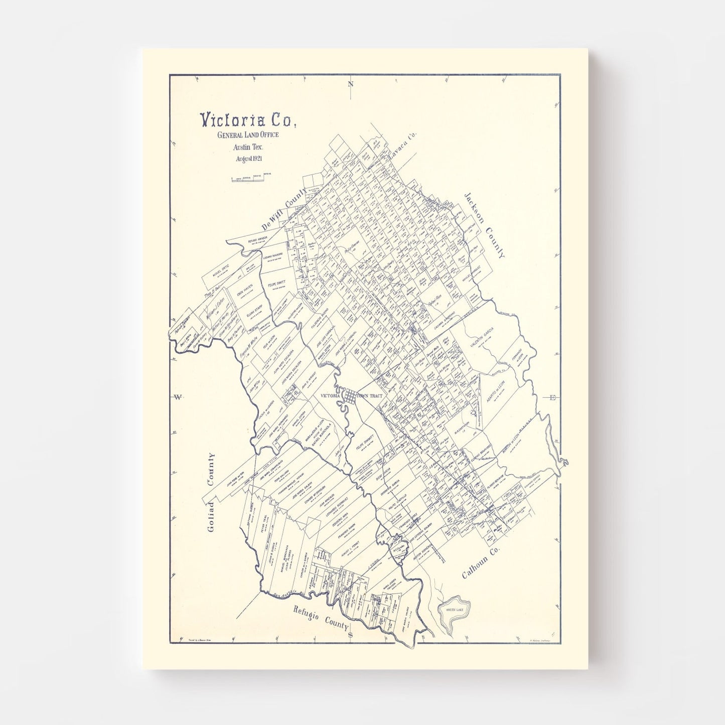 Vintage Map of Victoria County, Texas, 1921