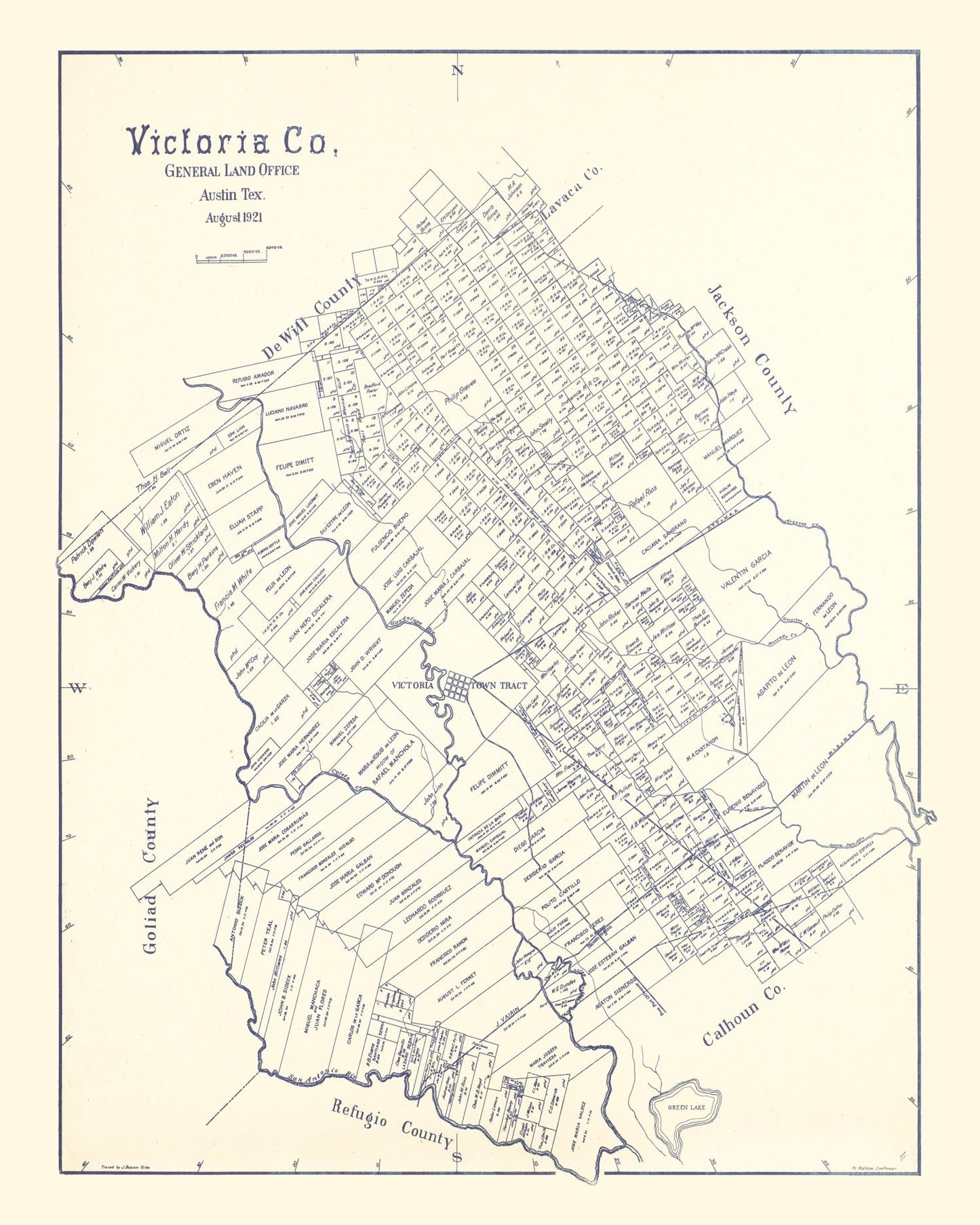 Vintage Map of Victoria County, Texas, 1921