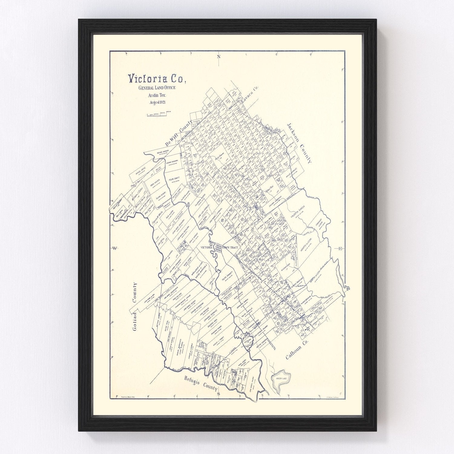 Vintage map of Victoria County, Texas, 1921