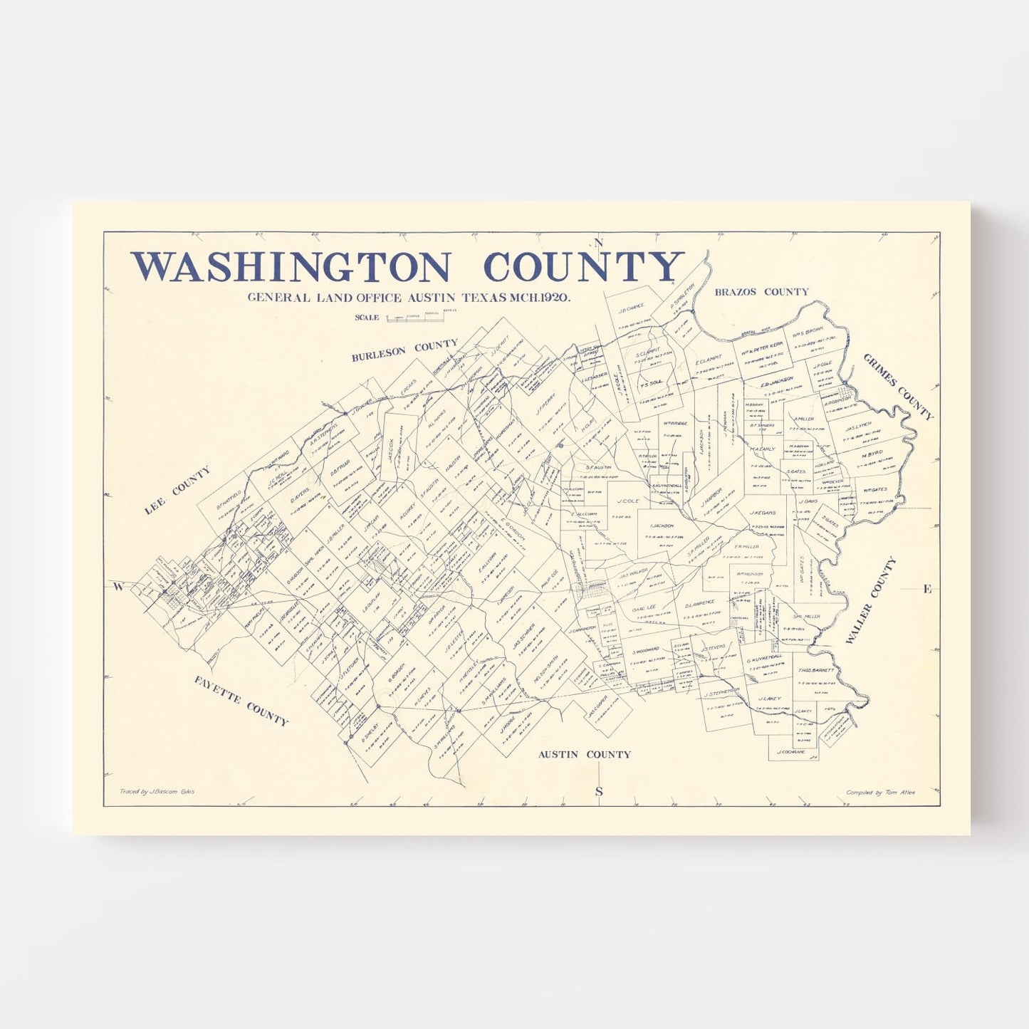 Vintage Map of Washington County, Texas 1920 - Edition II