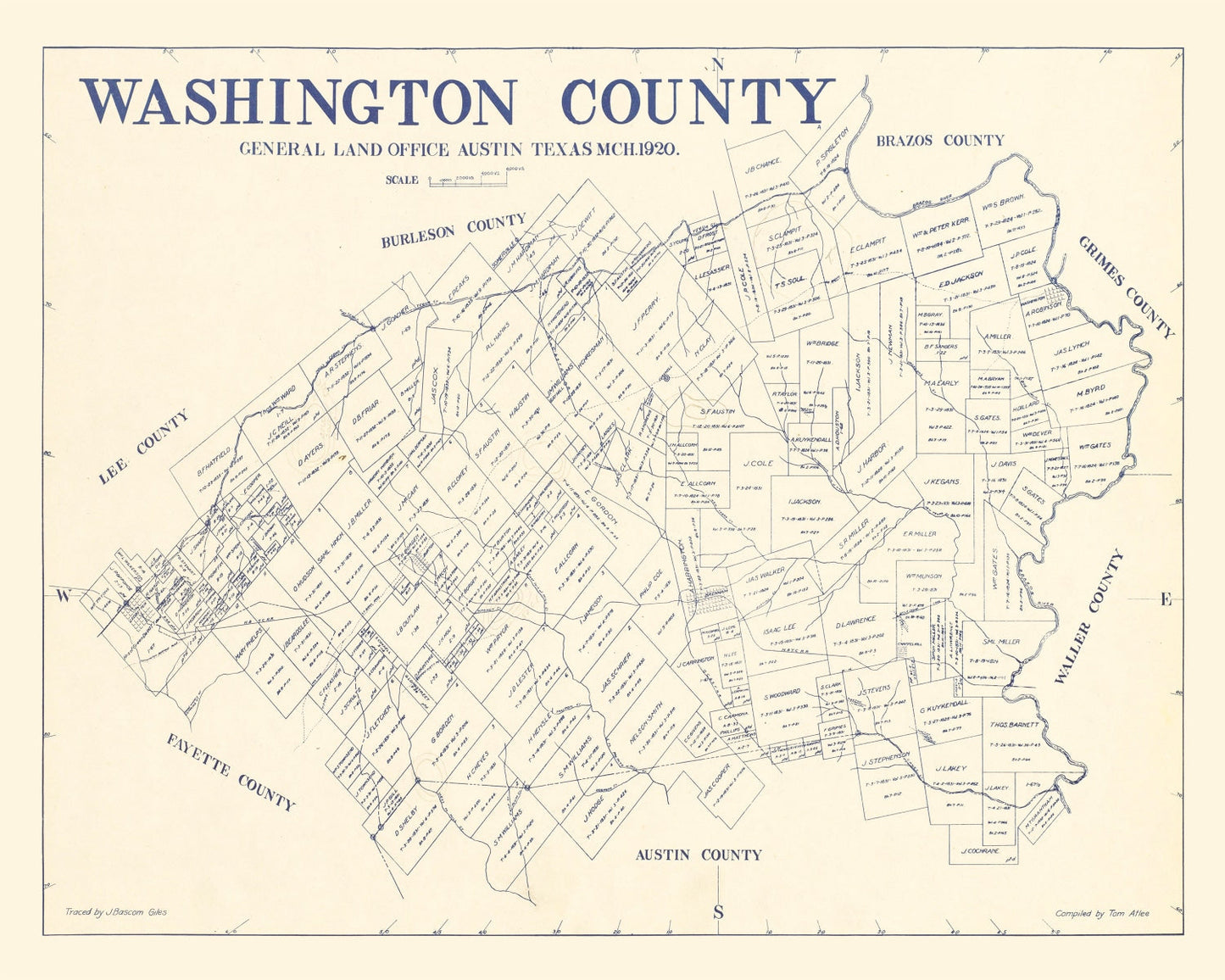 Vintage Map of Washington County, Texas 1920 - Edition II