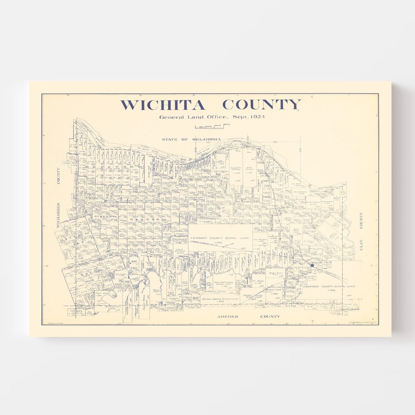 Vintage Map of Wichita County, Texas, 1924