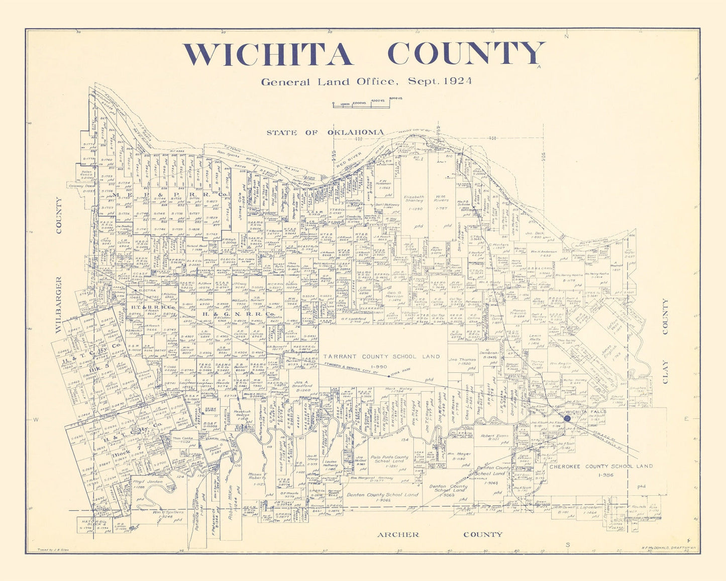 Vintage Map of Wichita County, Texas, 1924