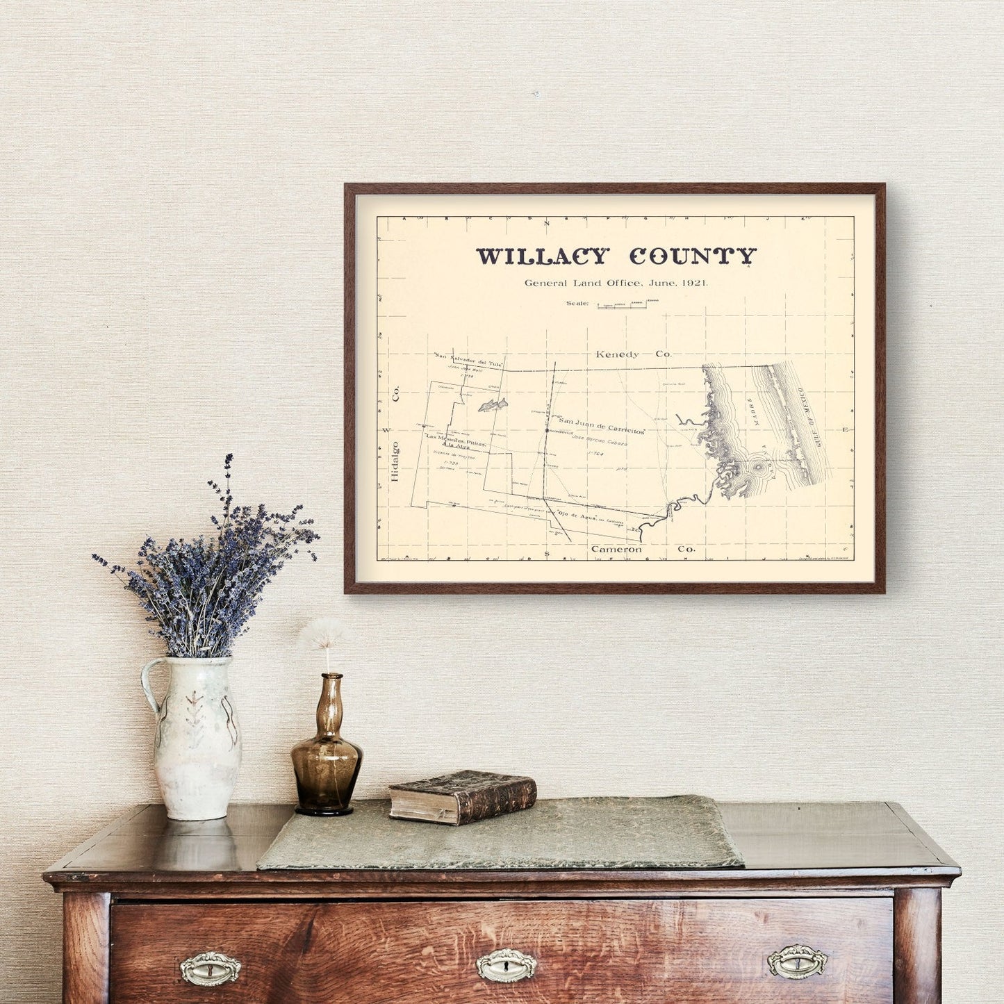 Vintage Map of Willacy County, Texas, 1921