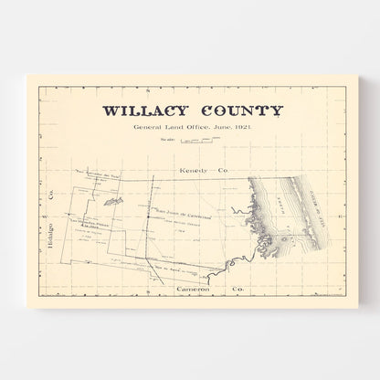 Vintage Map of Willacy County, Texas, 1921