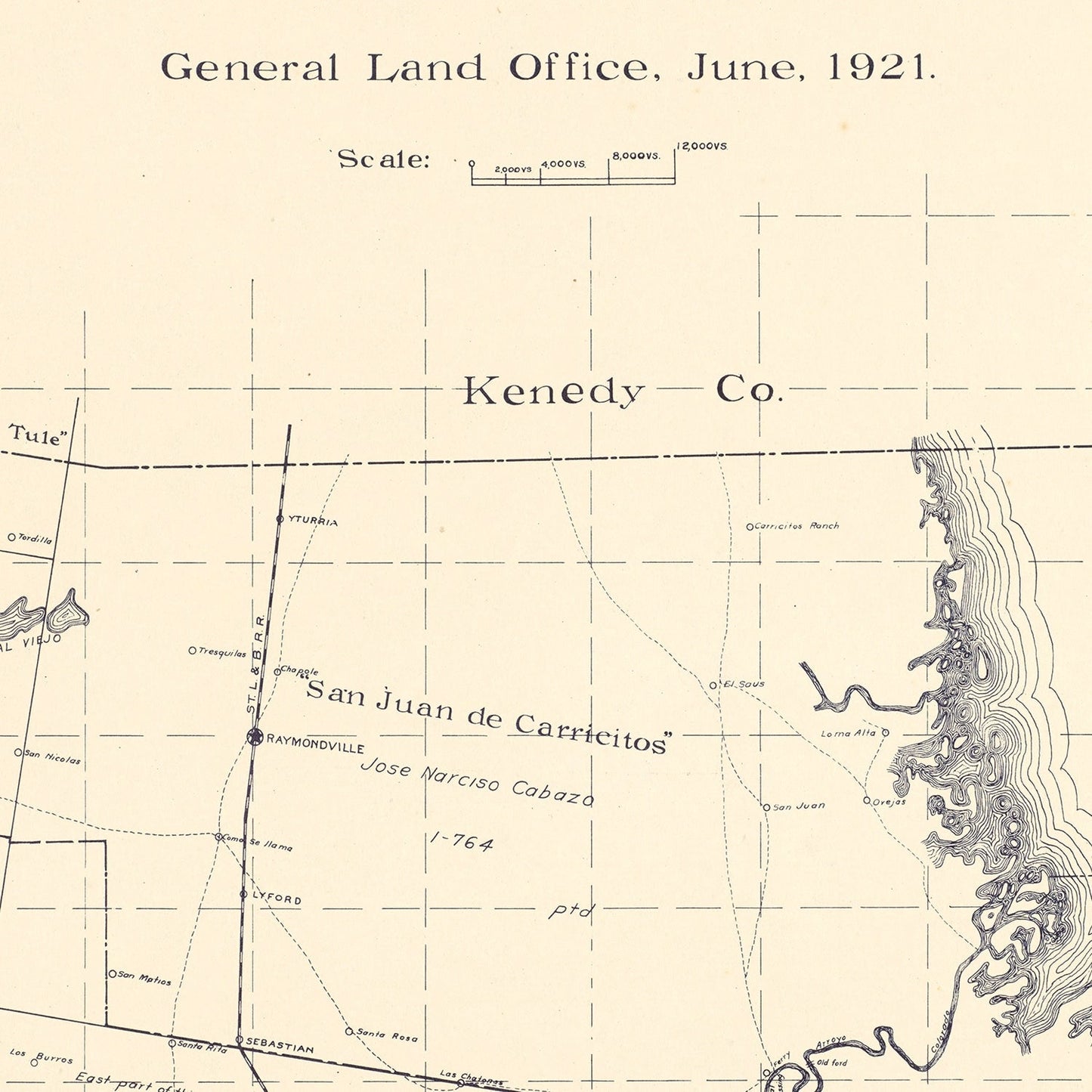 Vintage Map of Willacy County, Texas, 1921
