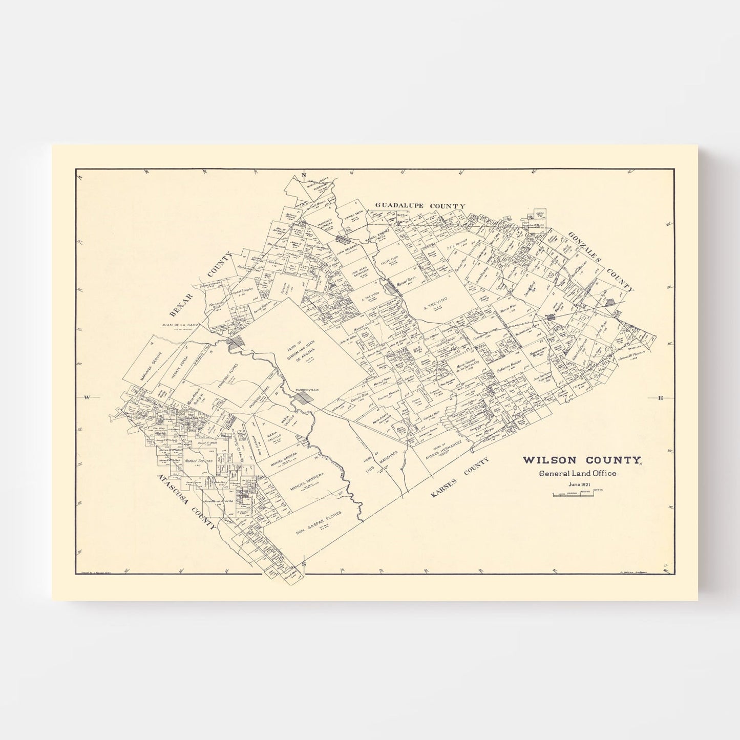 Vintage Map of Wilson County, Texas, 1921