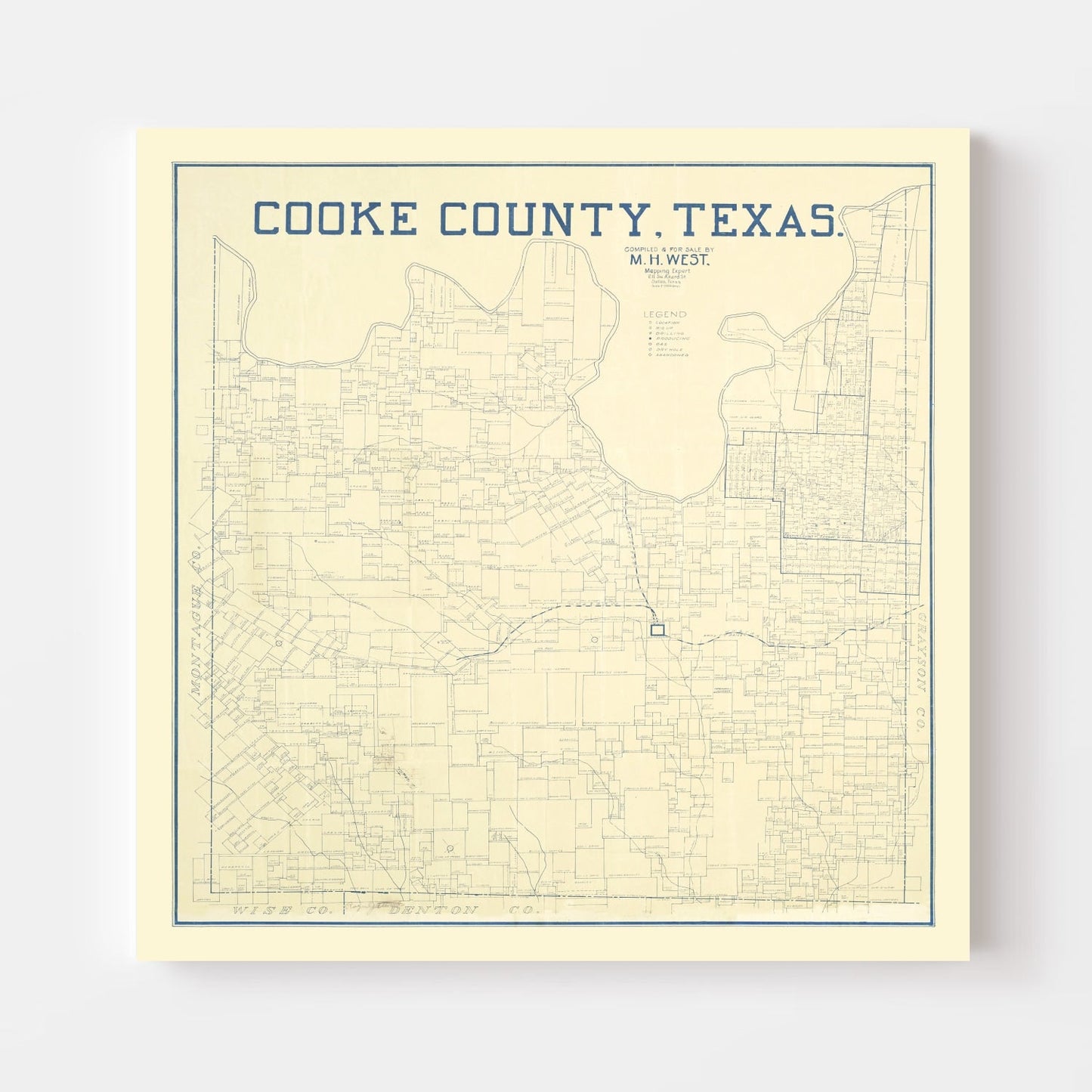 Vintage Map of Cooke County, Texas, 1920