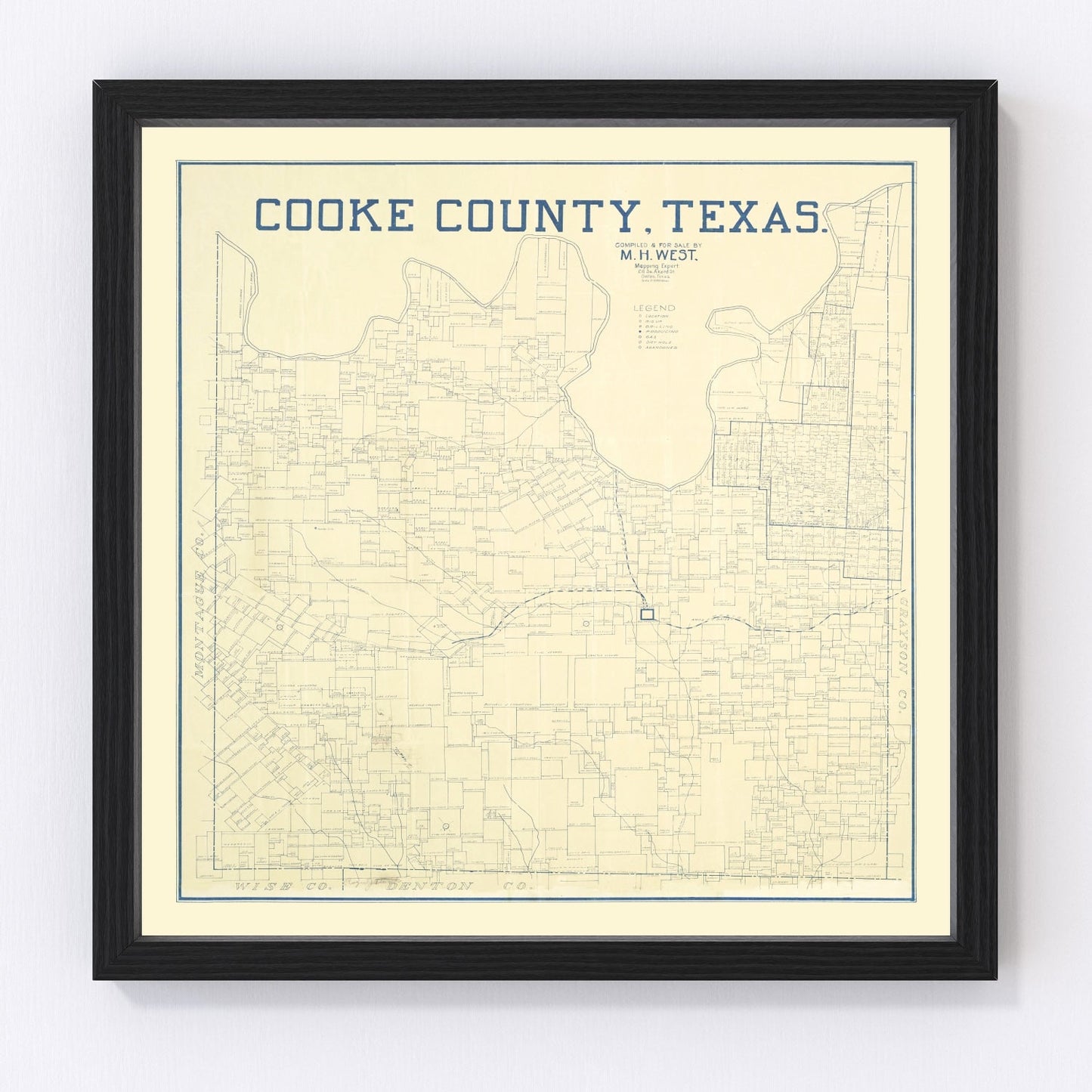 Vintage map of Cooke County, Texas, 1920