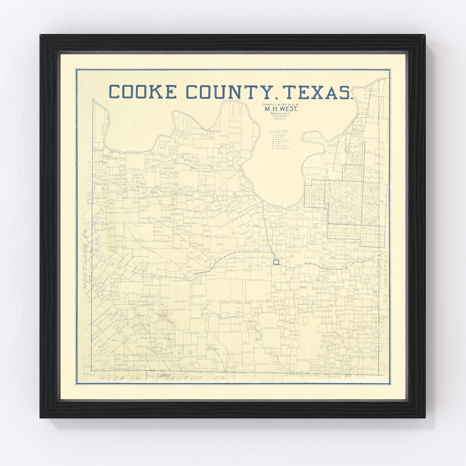 Vintage map of Cooke County, Texas, 1920