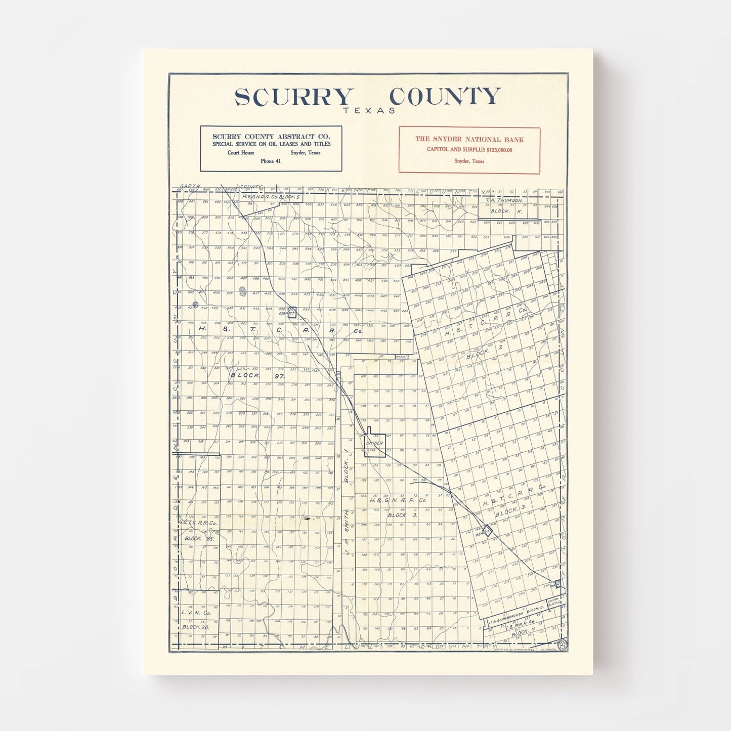 Vintage Map of Scurry County, Texas, 1923