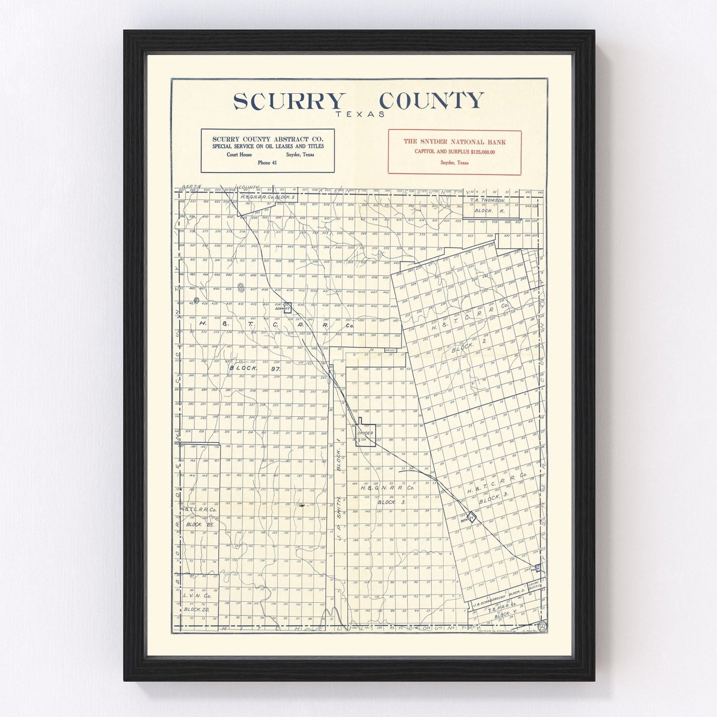 vintage map of Scurry County, Texas, 1923