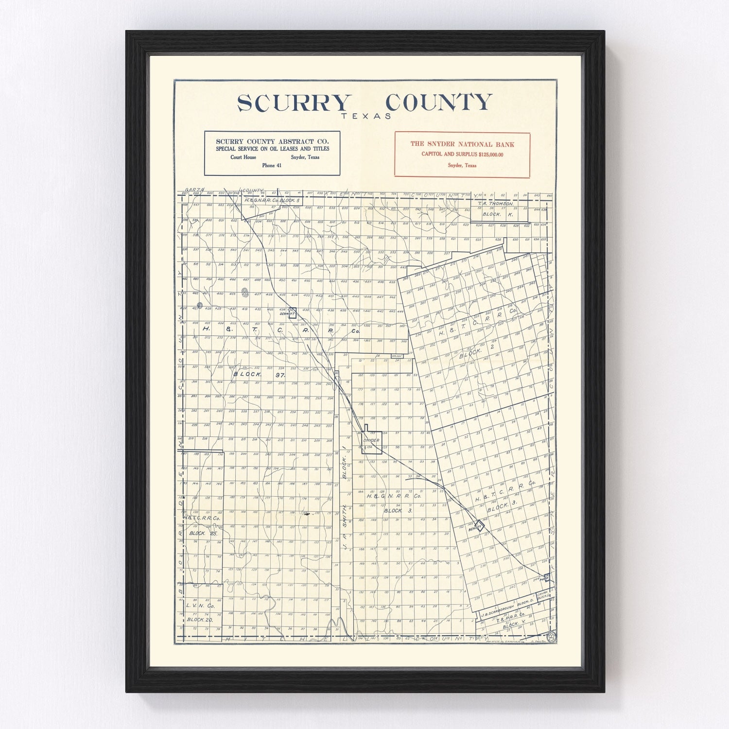 vintage map of Scurry County, Texas, 1923