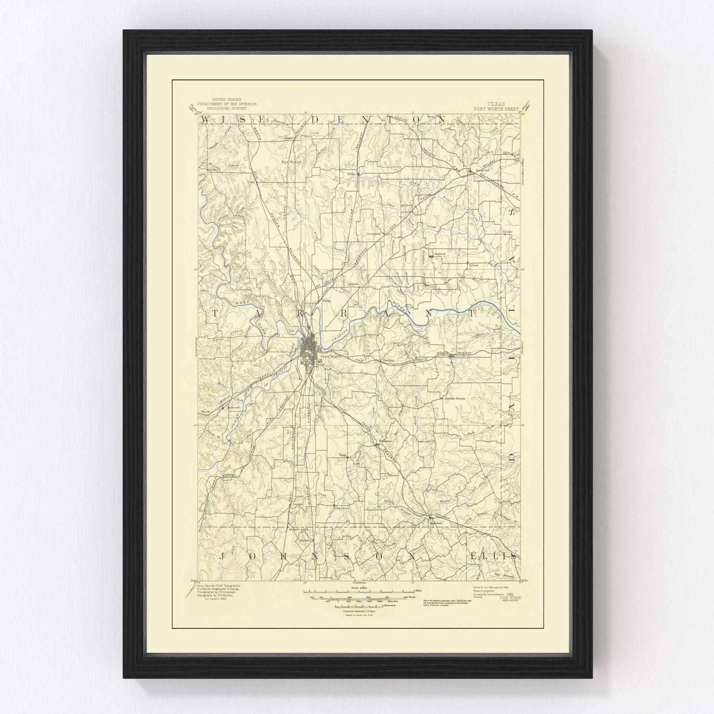 vintage map of Fort Worth, Texas, 1949