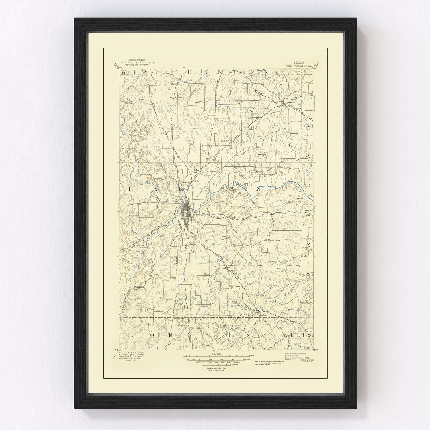 vintage map of Fort Worth, Texas, 1949