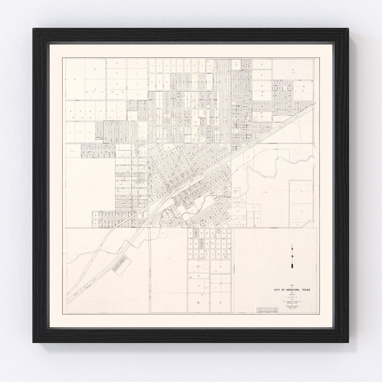 Vintage map of Abilene, Texas, 1930 - restored oil boom era Taylor County map