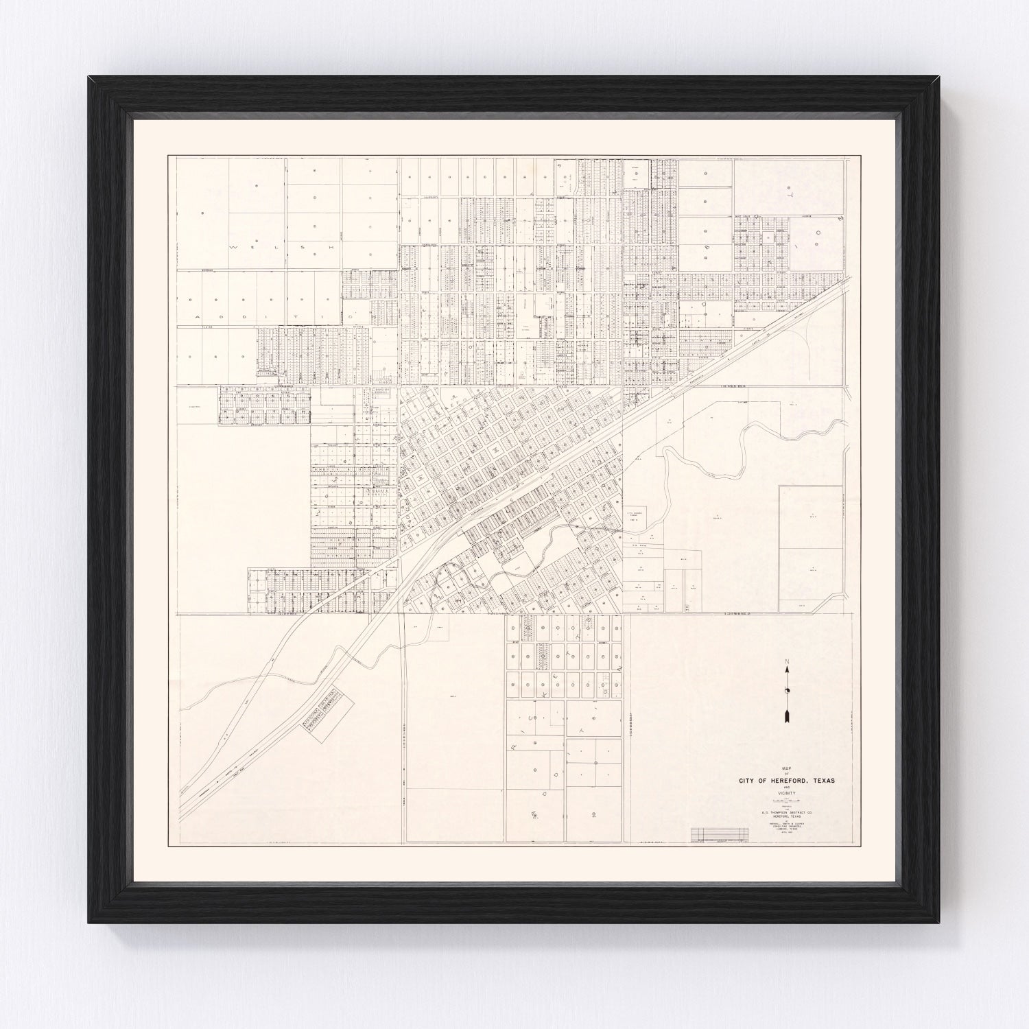 Vintage map of Abilene, Texas, 1930 - restored oil boom era Taylor County map