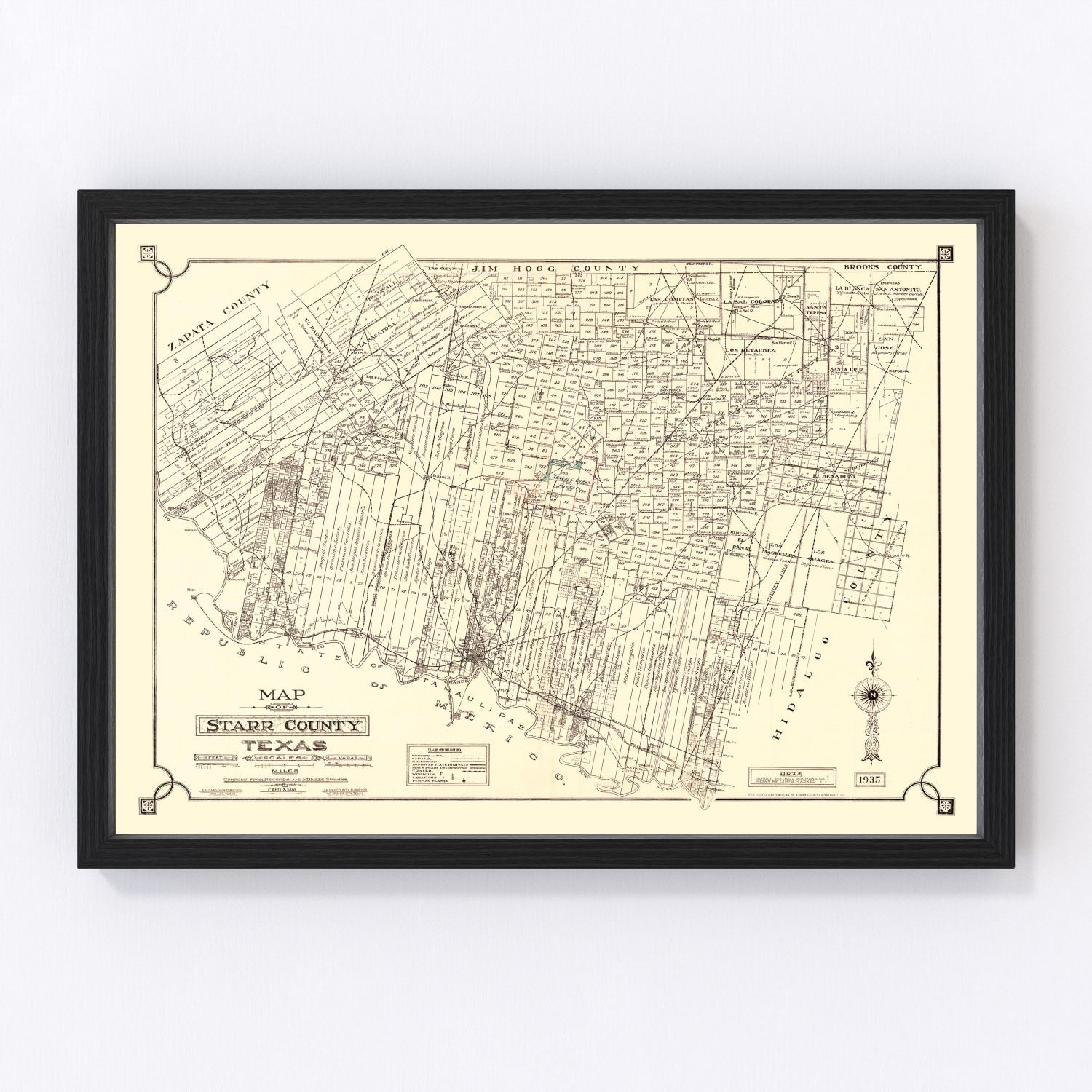 Vintage map of Starr County, Texas, 1935