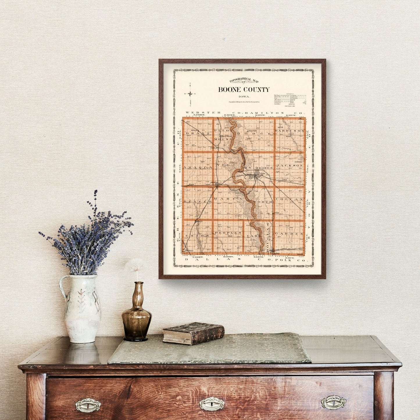 Vintage Map of Boone County, Oklahoma, 1904