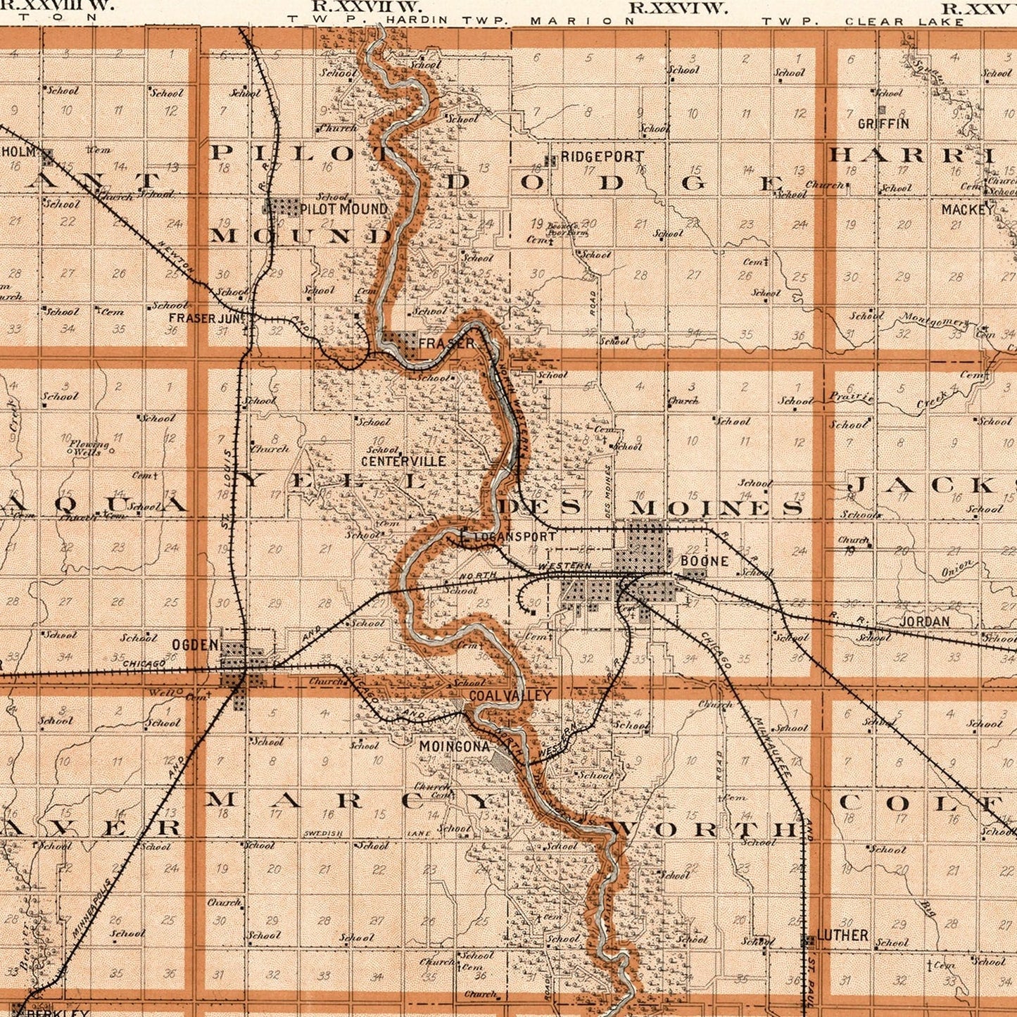 Vintage Map of Boone County, Oklahoma, 1904