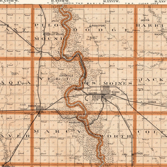Vintage Map of Boone County, Oklahoma, 1904