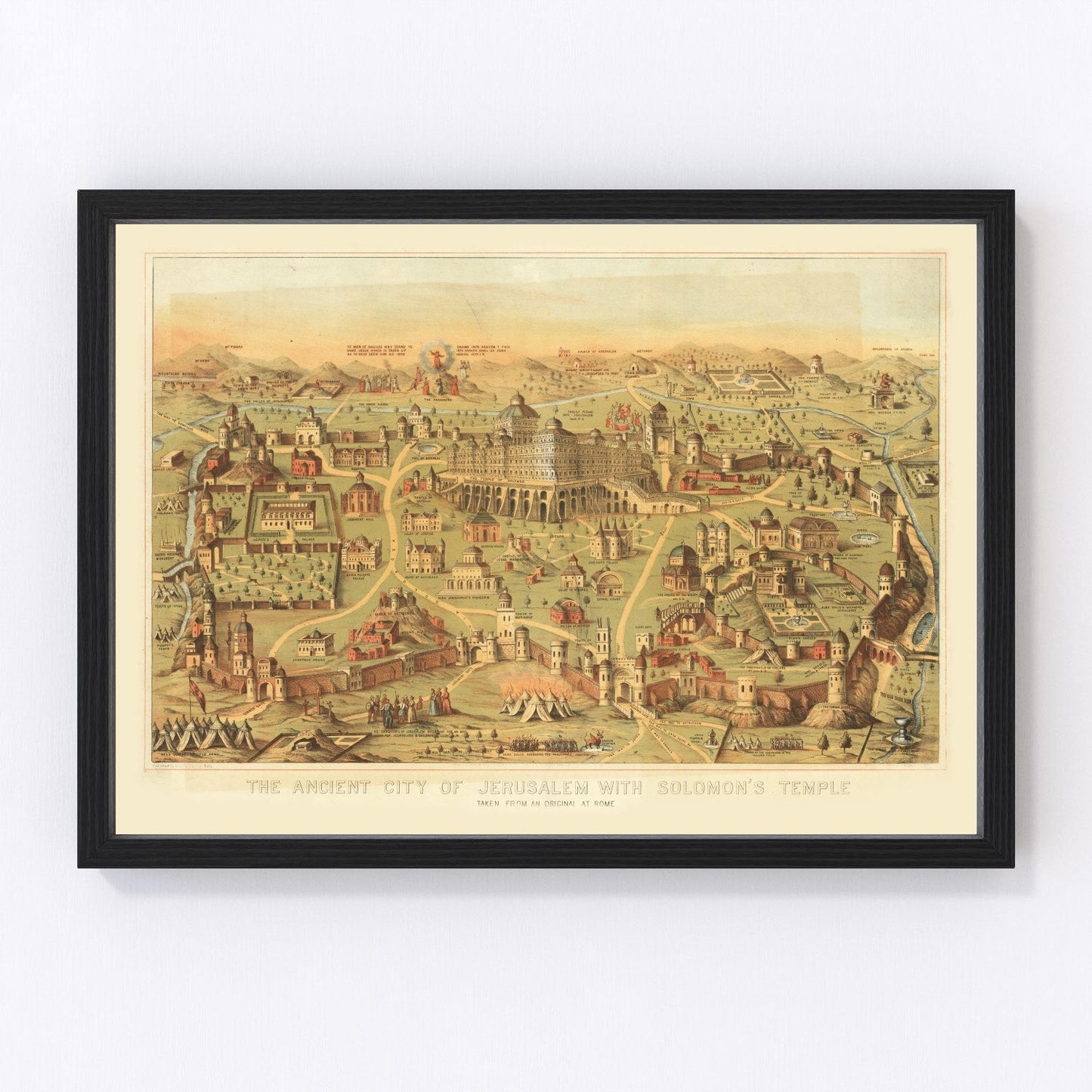Vintage map of Jerusalem, Israel, 1871