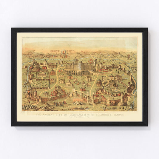 Vintage map of Jerusalem, Israel, 1871