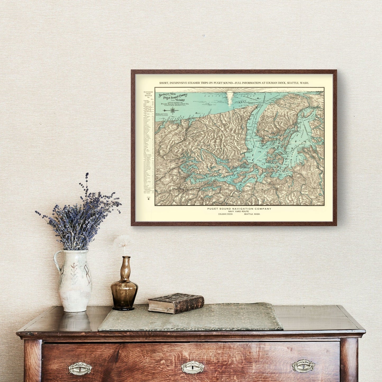 Vintage Map of Puget Sound, Washington, 1910