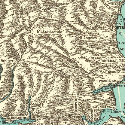 Vintage Map of Puget Sound, Washington, 1910