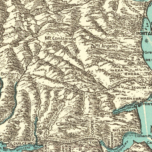 Vintage Map of Puget Sound, Washington, 1910