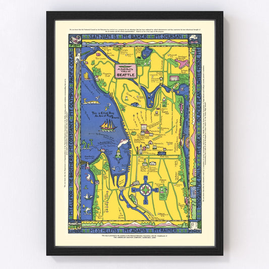vintage map of Seattle, Washington, 1927