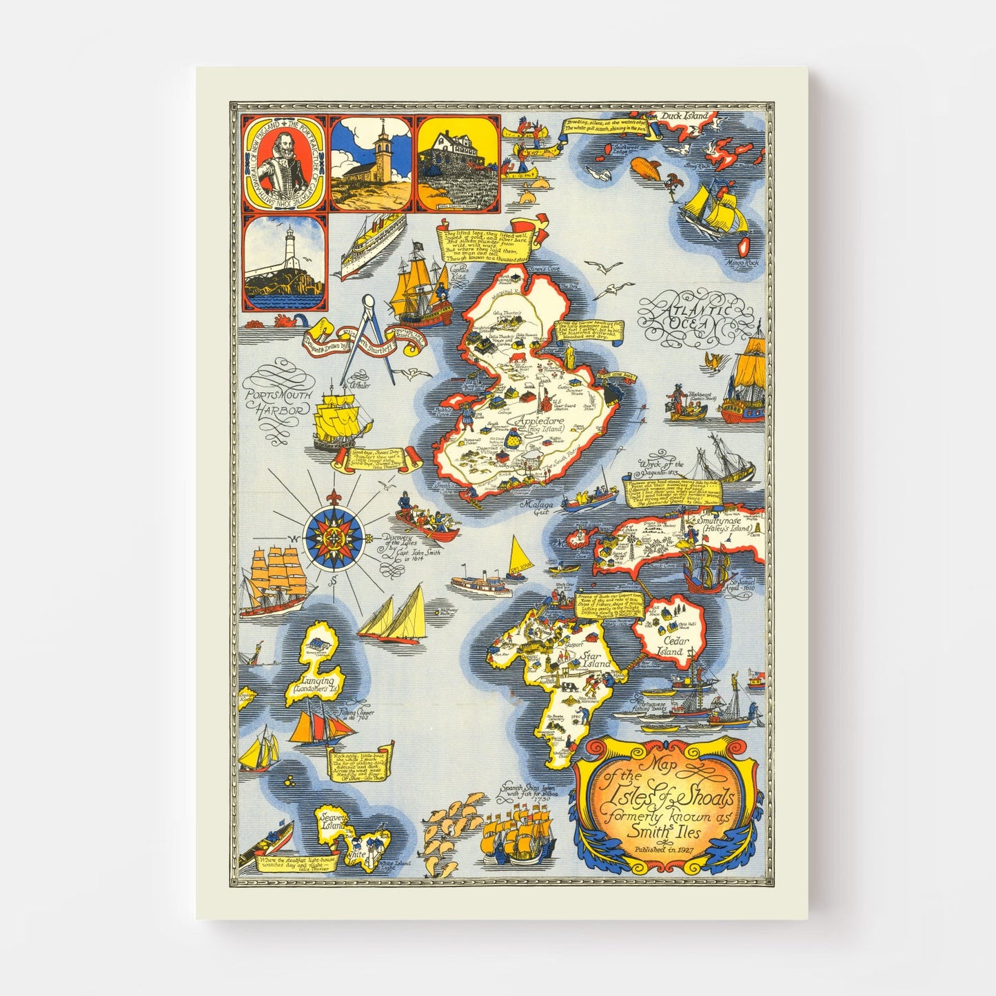 Vintage Isle of Shoals Map, 1927