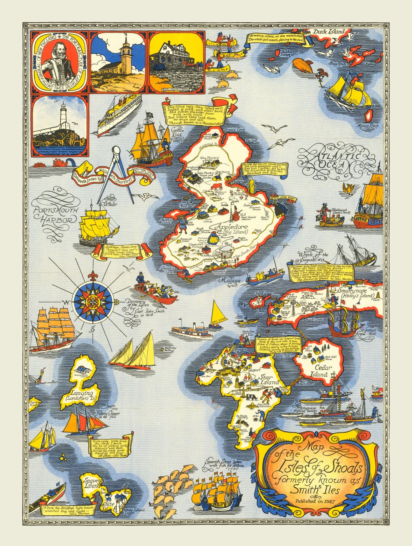 Vintage Isle of Shoals Map, 1927