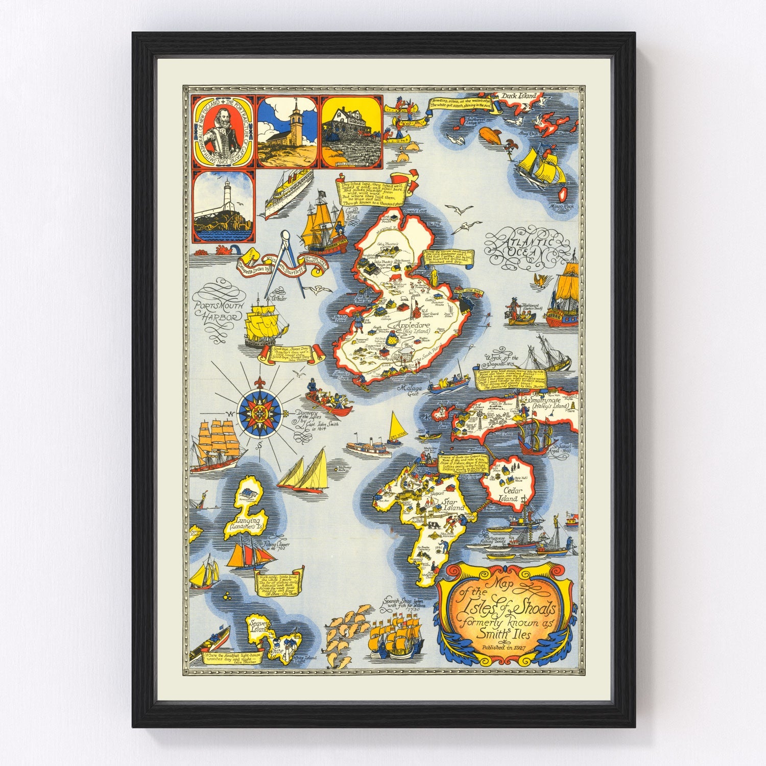 Vintage nautical map of the Isle of Shoals, New Hampshire, 1927