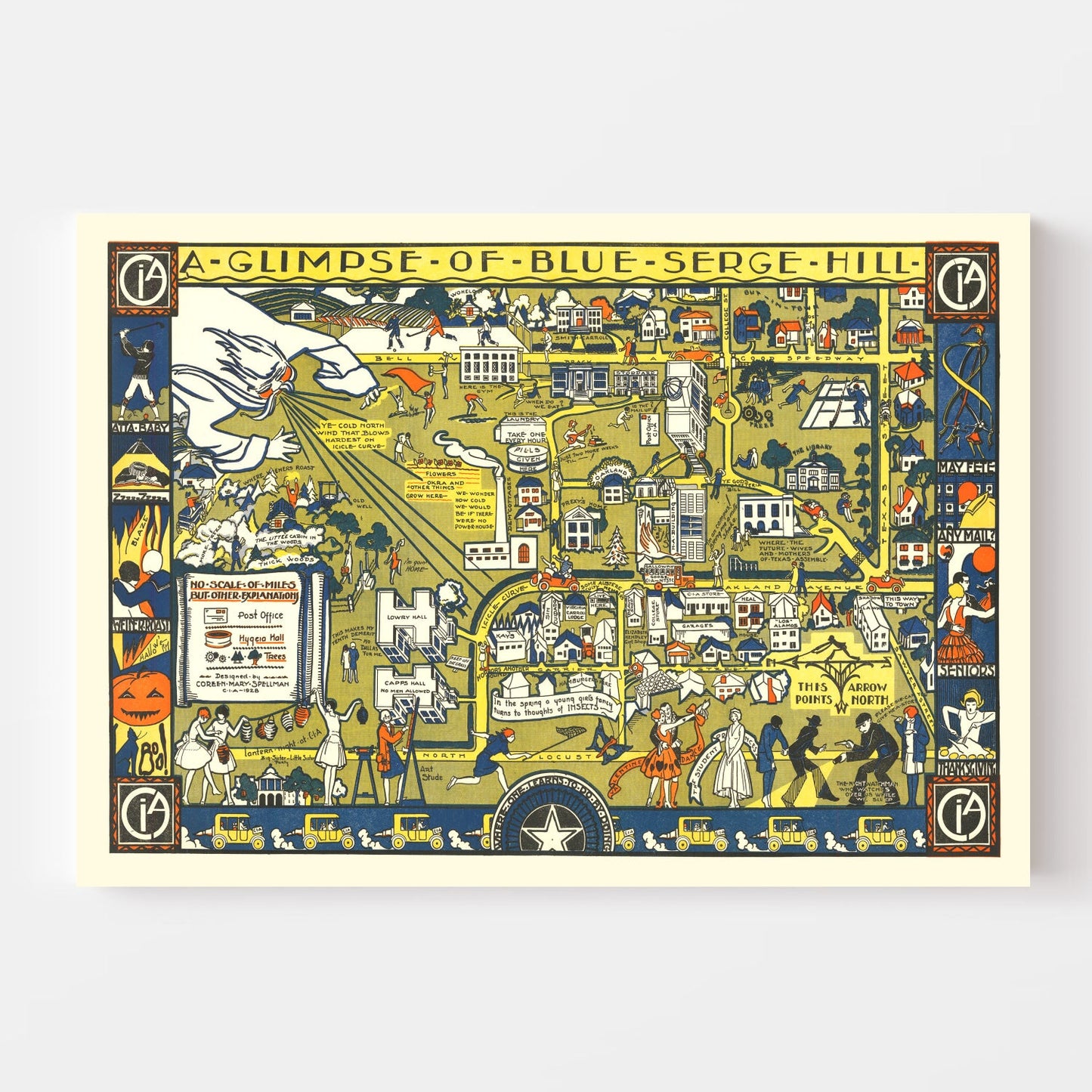 Vintage Campus Map of Texas Woman's University, Denton, 1928