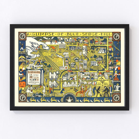 Vintage campus map of Texas Woman's University, Denton, Texas, 1928 - restored university grounds