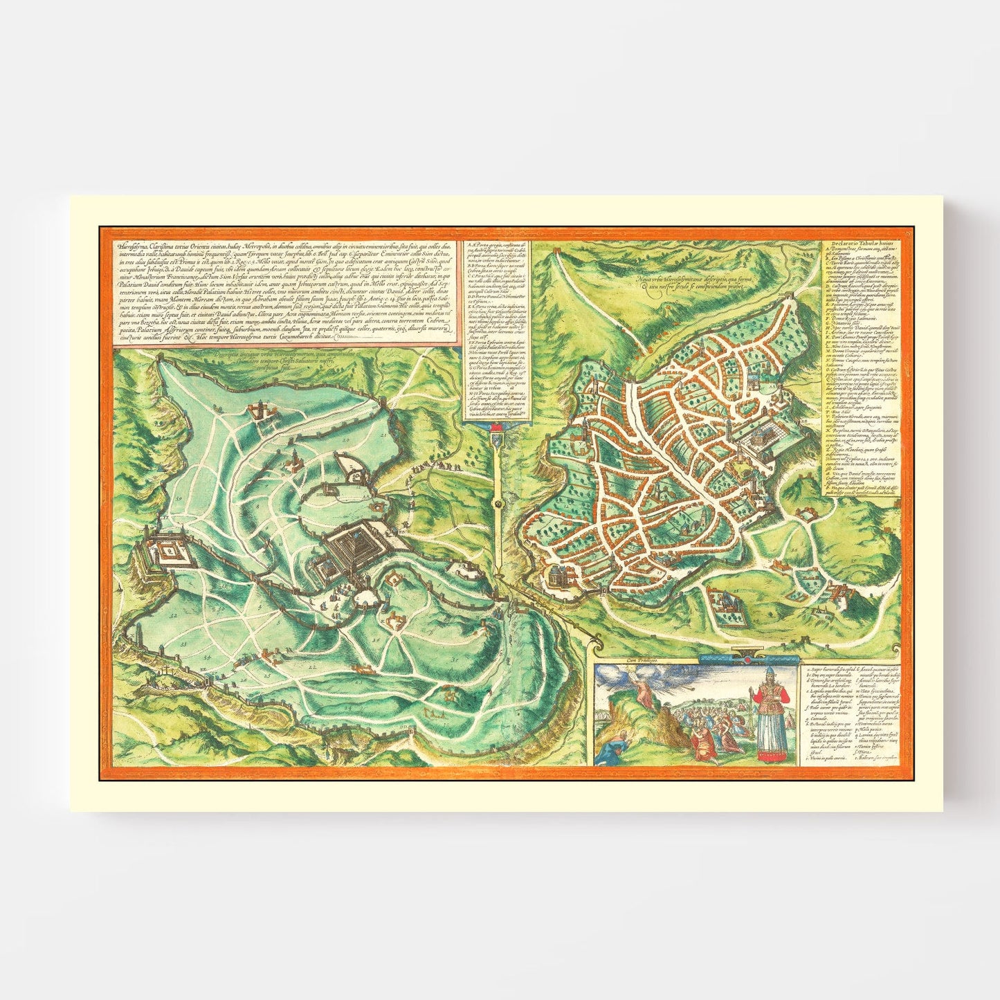 Vintage Map of Jerusalem, Israel, 1572