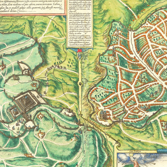 Vintage Map of Jerusalem, Israel, 1572