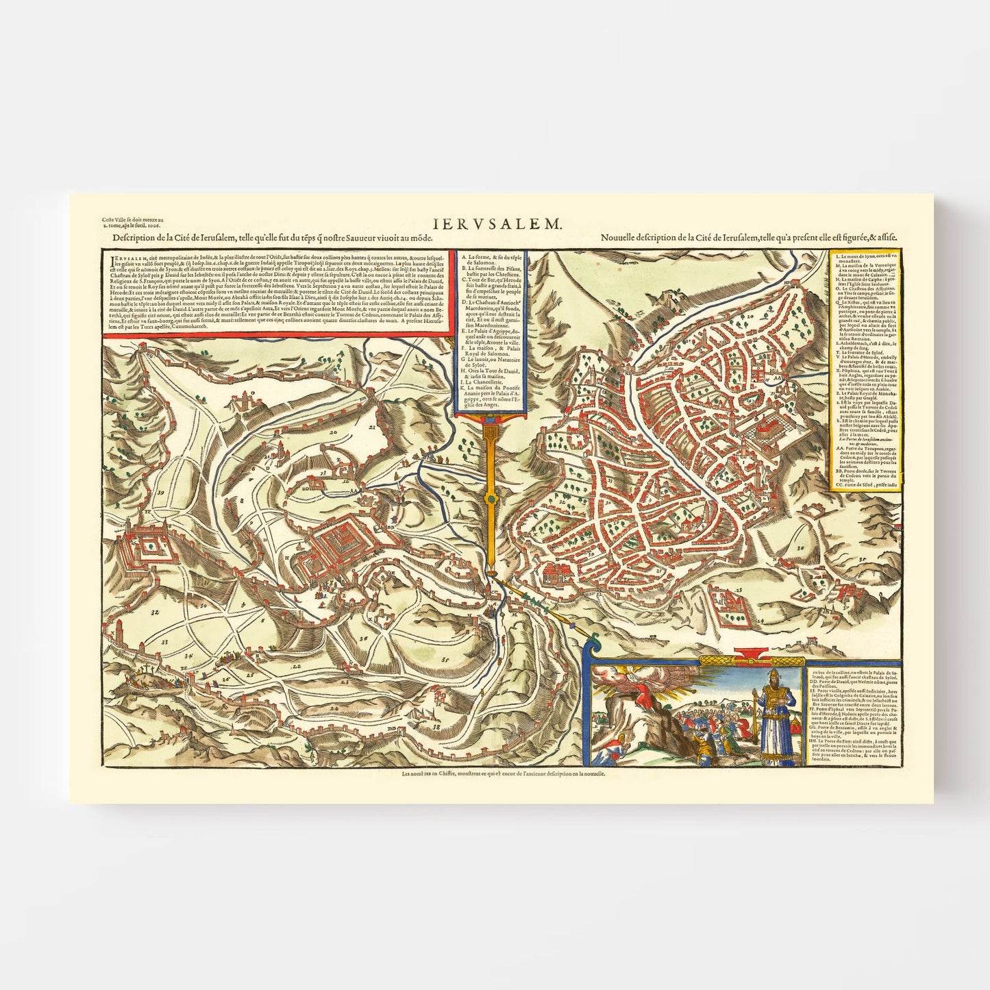 Vintage Map of Jerusalem, Israel, 1575