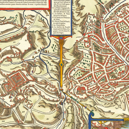 Vintage Map of Jerusalem, Israel, 1575