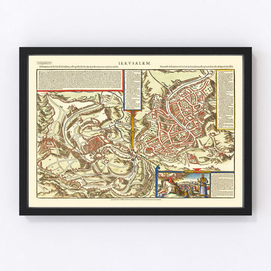 Vintage map of Jerusalem, Israel, 1575