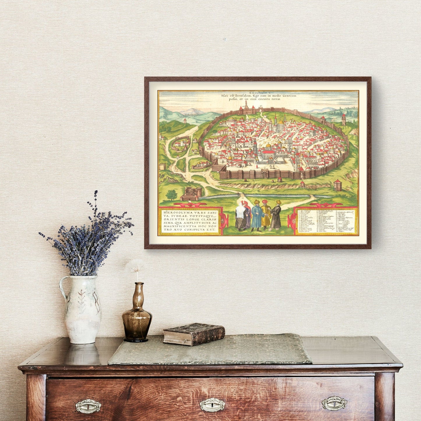 Vintage Map of Jerusalem, Israel, 1582