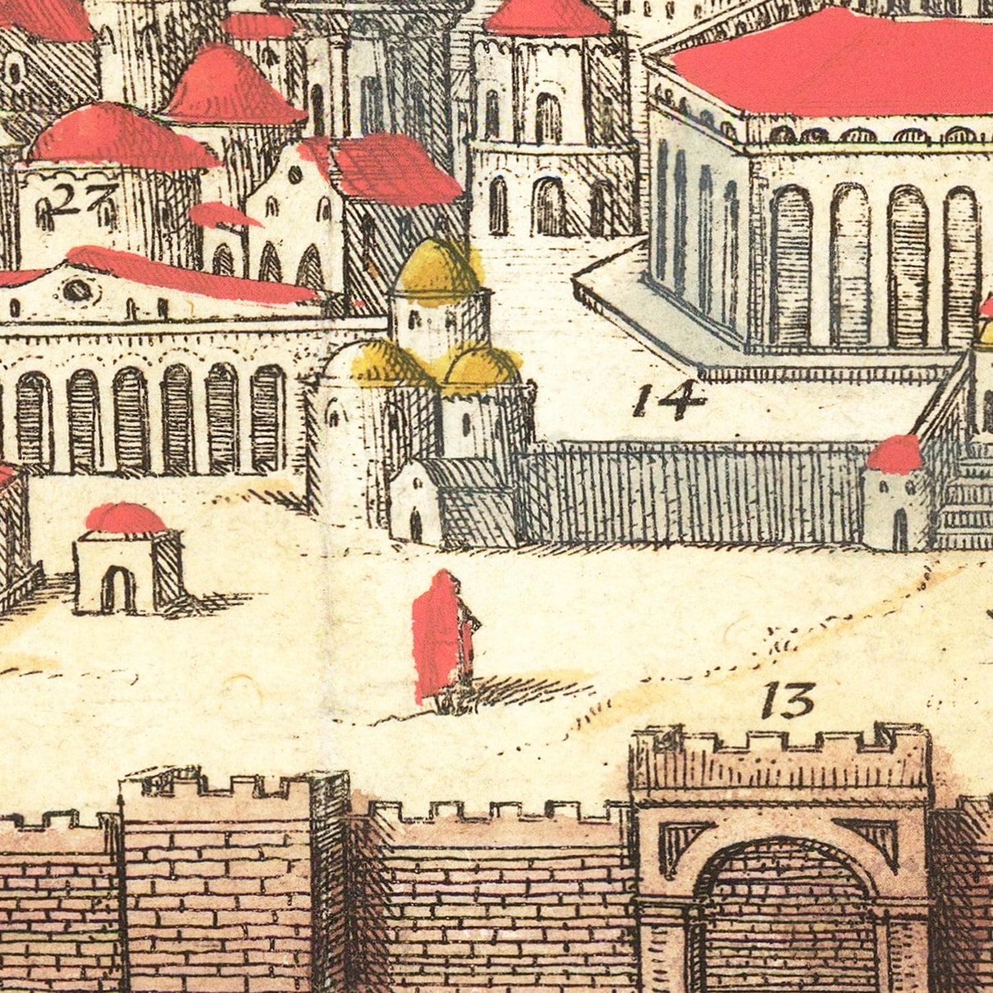 Vintage Map of Jerusalem, Israel, 1582