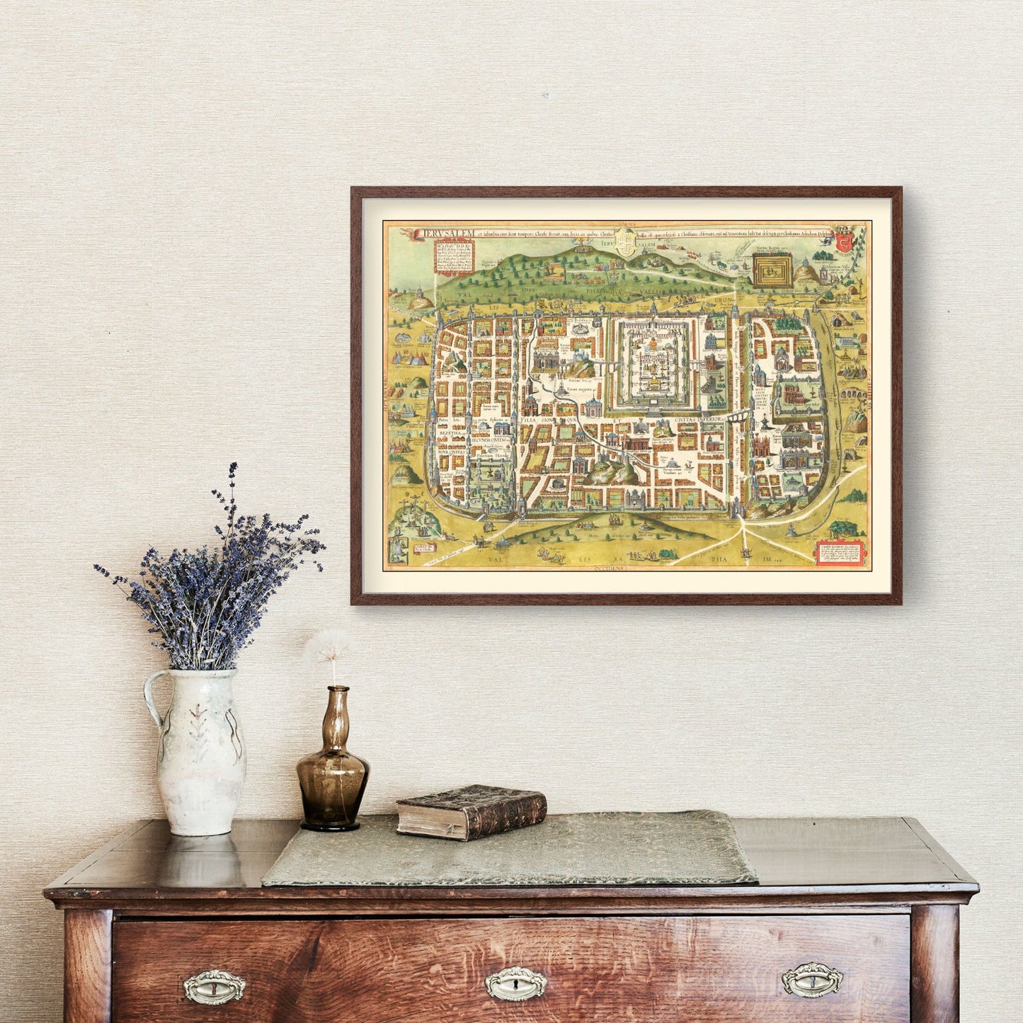 Vintage Map of Jerusalem, Israel, 1584