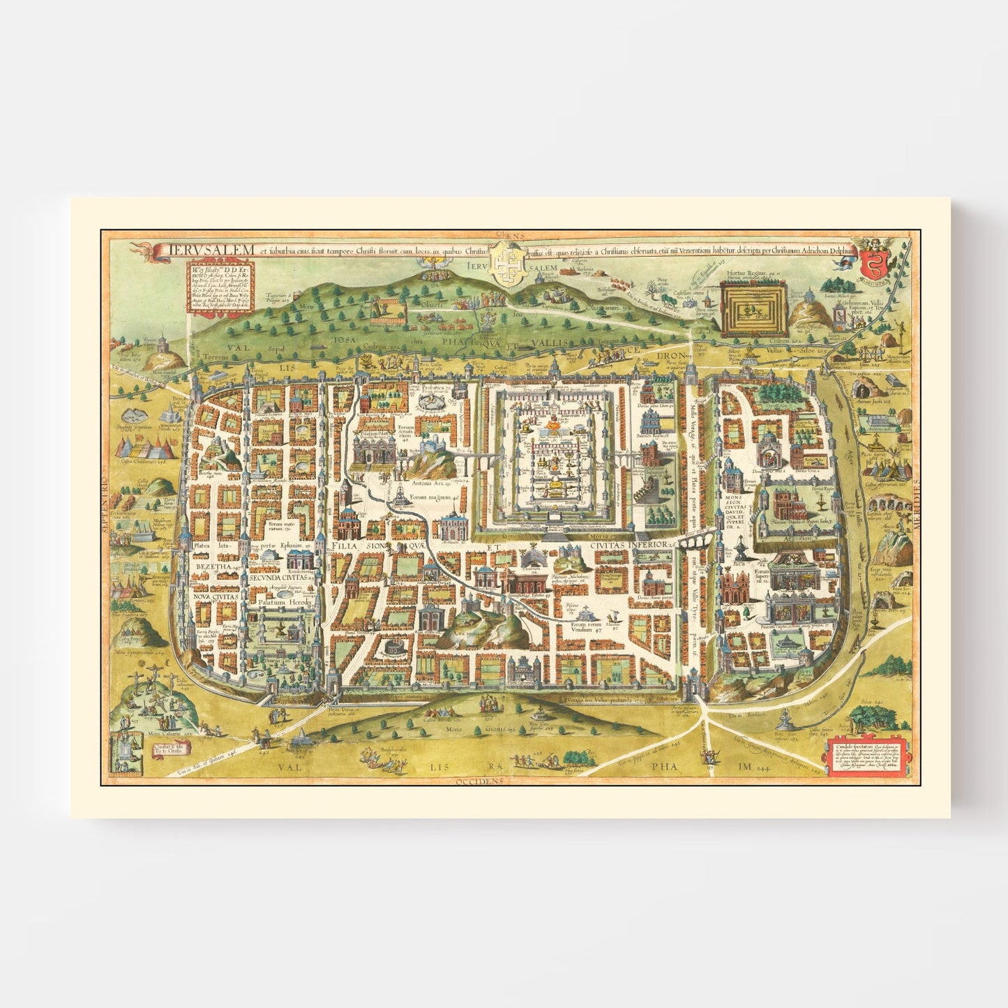 Vintage Map of Jerusalem, Israel, 1584