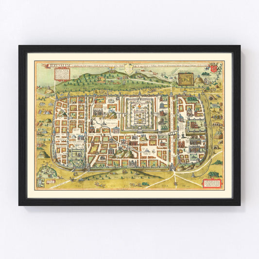 Vintage map of Jerusalem, Israel, 1584