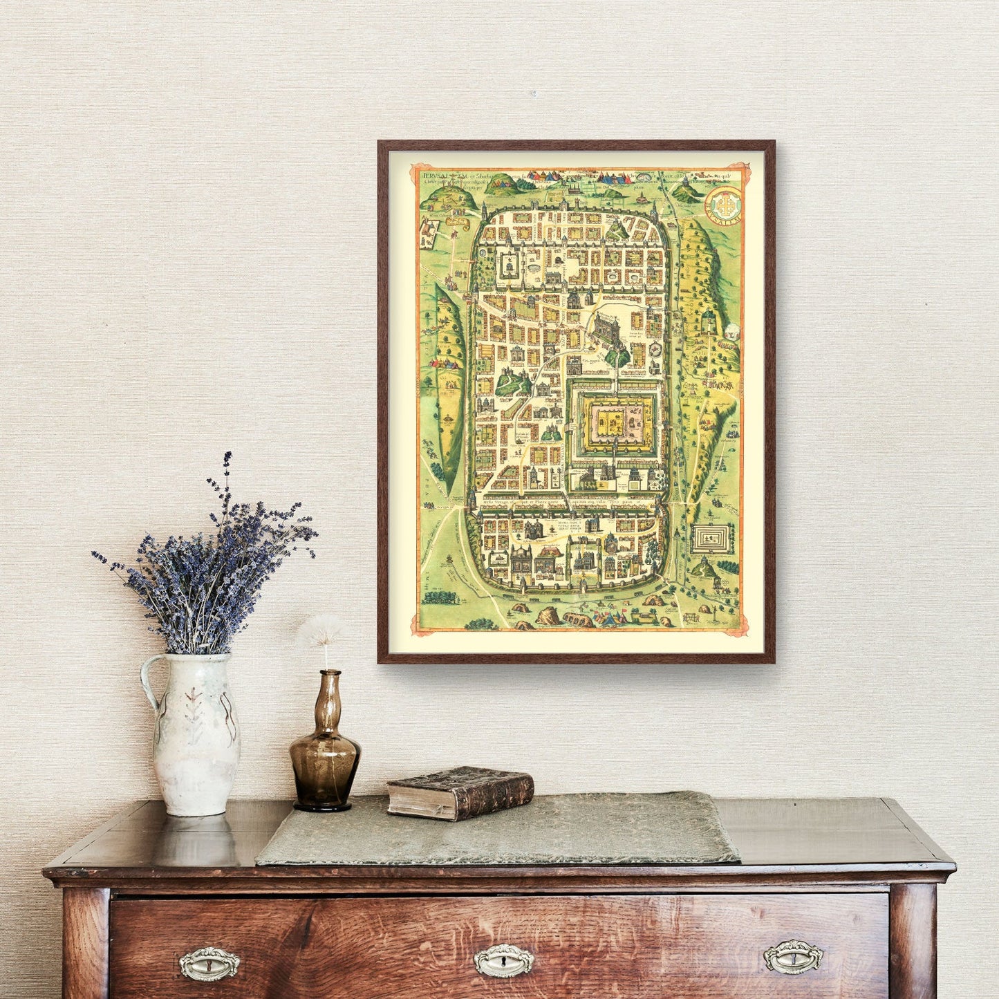 Vintage Map of Jerusalem, Israel, 1588