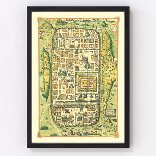 Vintage map of Jerusalem, Israel, 1588
